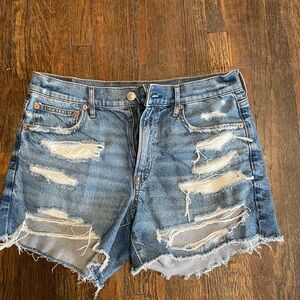 American Eagle Blue Distressed Denim Jean Shorts